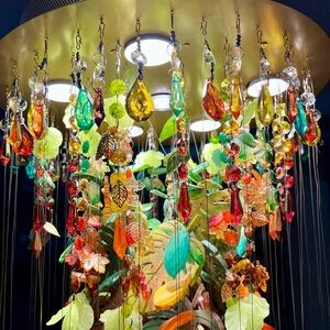 Colorful Leaf Chandelier by